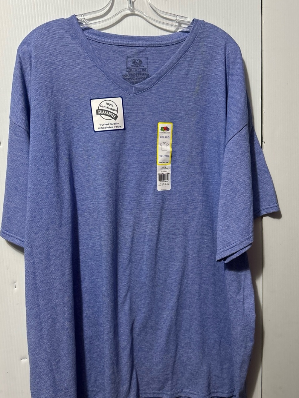 Fruit of the Loom Men's V-Neck Short Sleeve T-Shirt - Heather Blue
